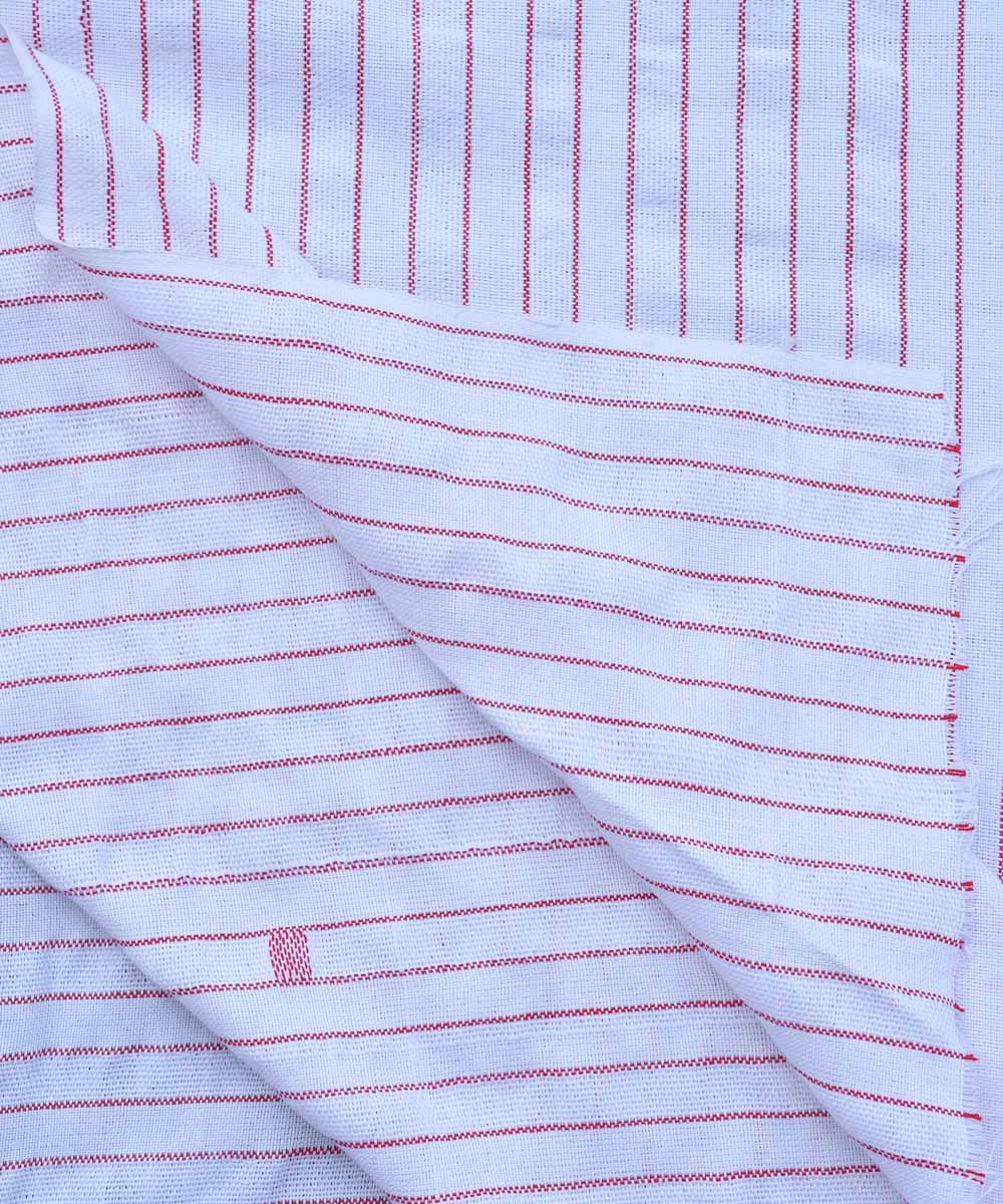 White red striped handwoven cotton fabric