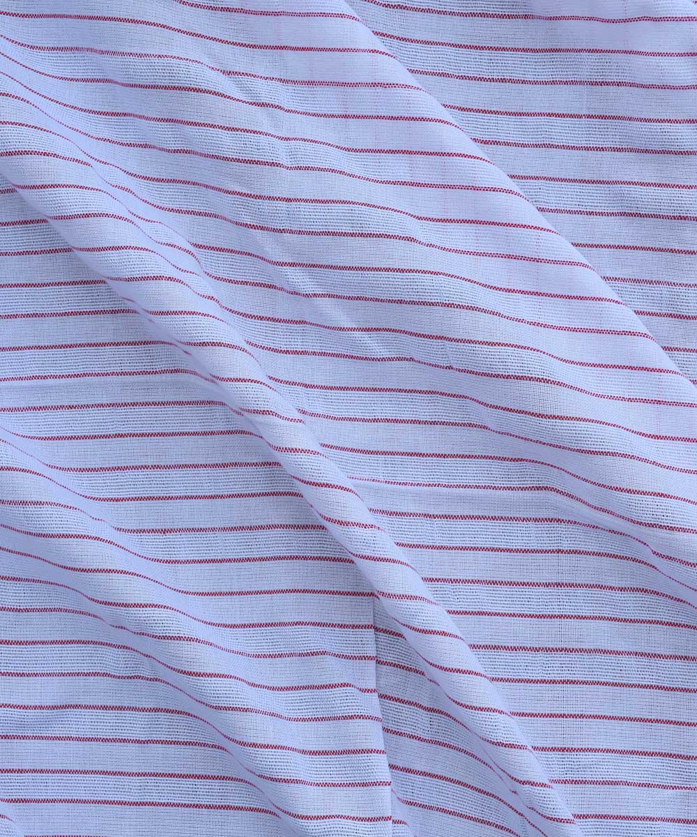 White red stripe handwoven cotton fabric