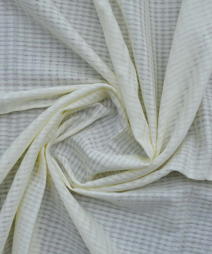 Cream textured cream checks handwoven cotton fabric