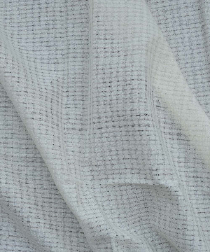 Cream textured cream checks handwoven cotton fabric