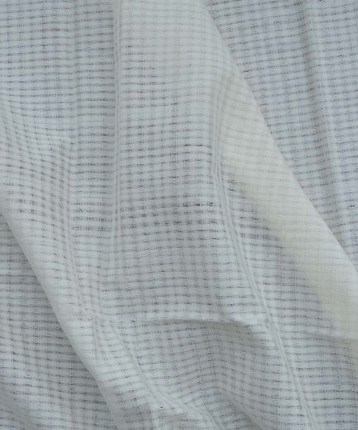 Cream textured cream checks handwoven cotton fabric