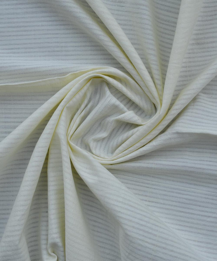 Cream self stripe 
 handwoven cotton fabric