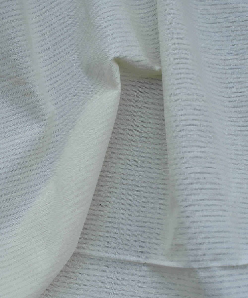 Cream self stripe 
 handwoven cotton fabric