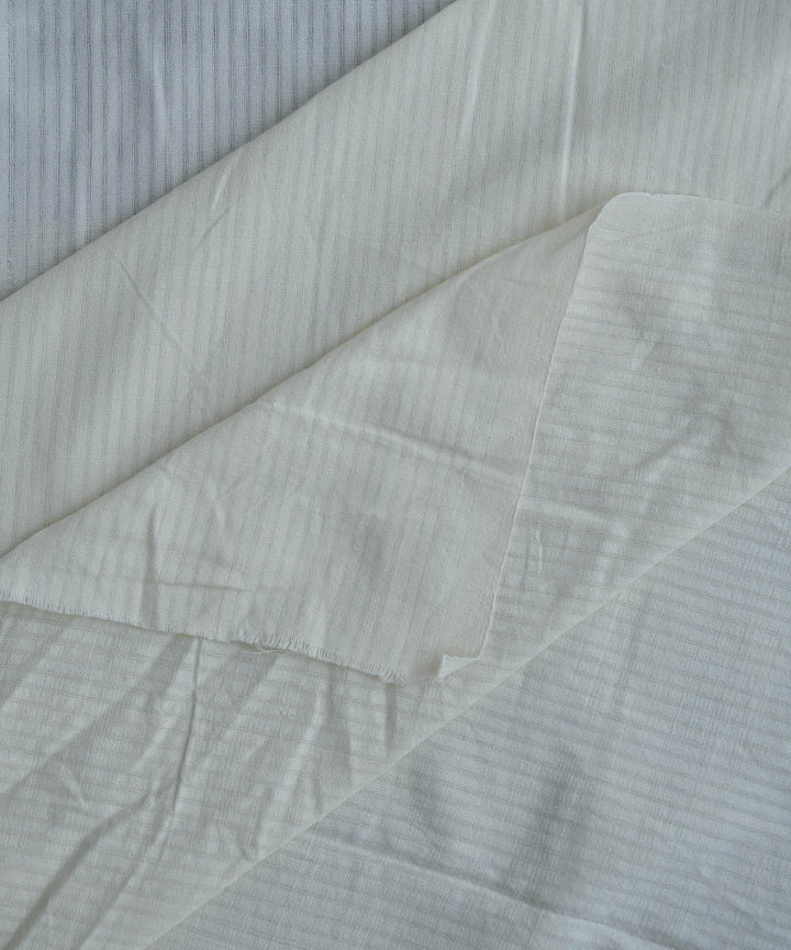 Cream self stripe 
 handwoven cotton fabric