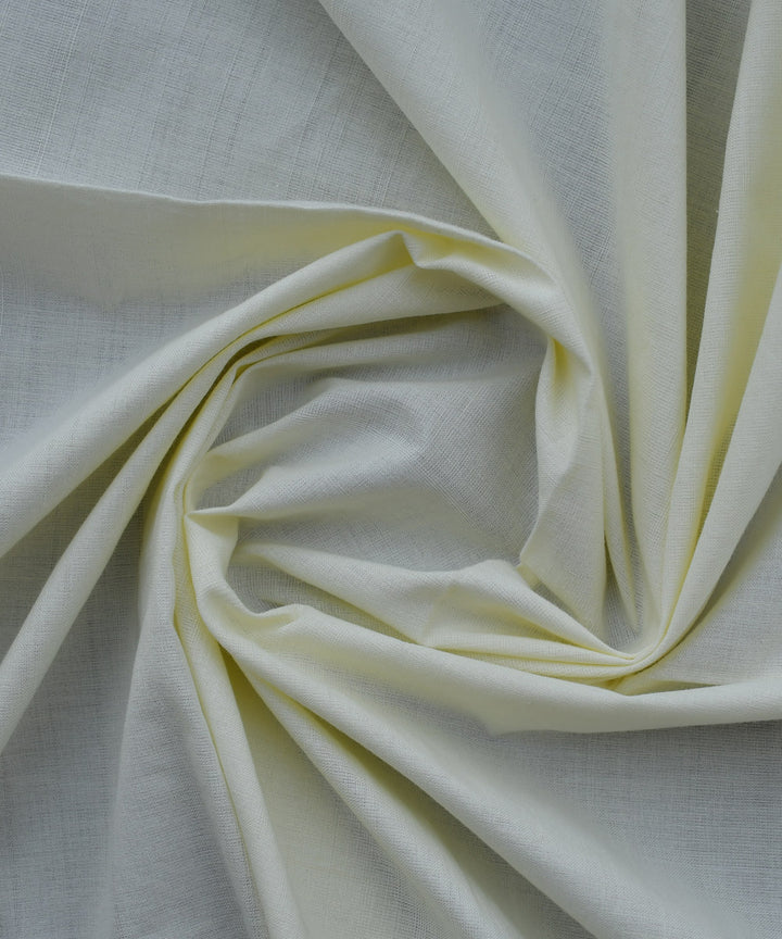 Cream plain cotton handwoven fabric