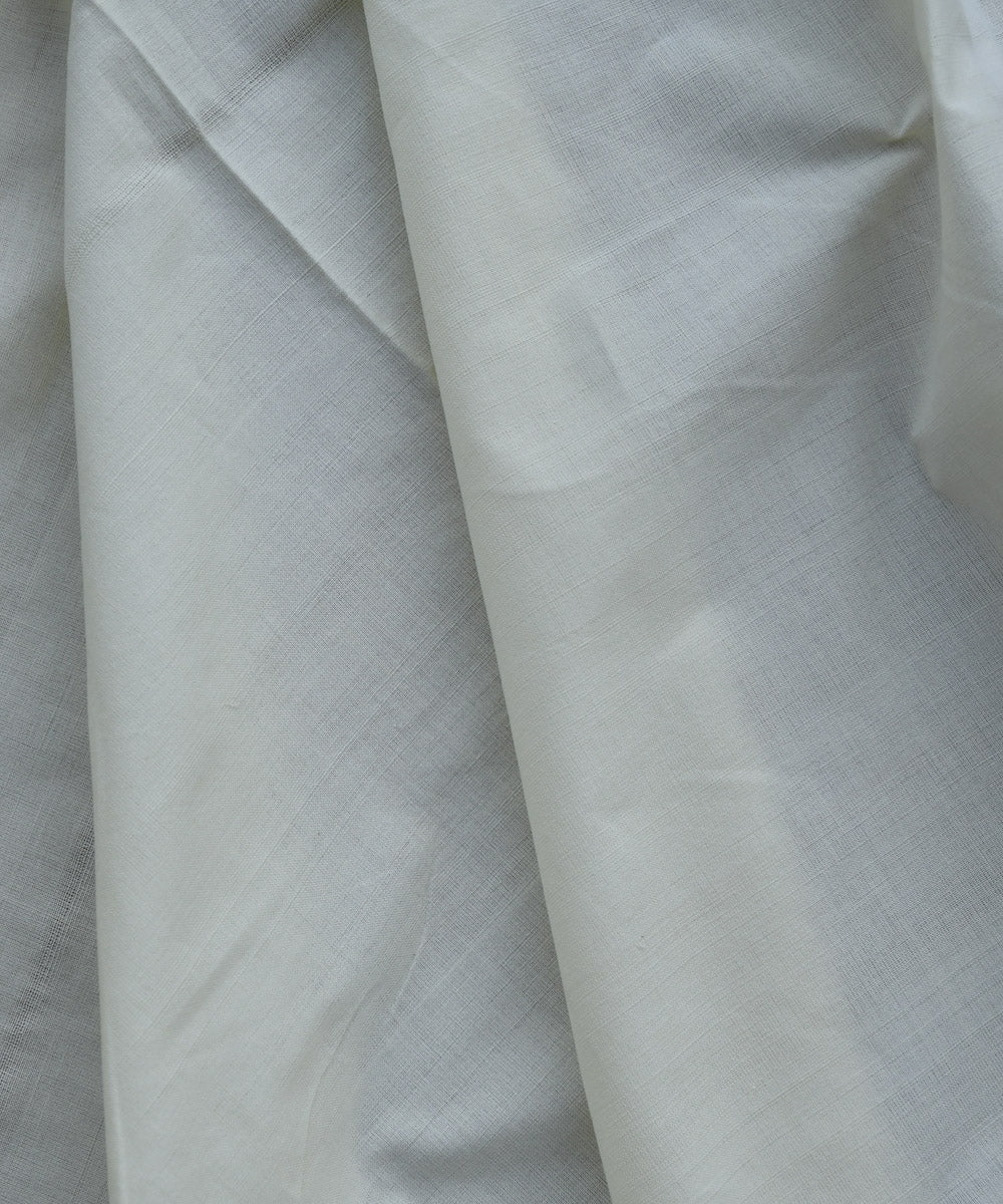 Cream plain cotton handwoven fabric