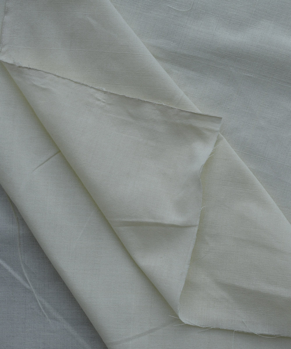 Cream plain cotton handwoven fabric