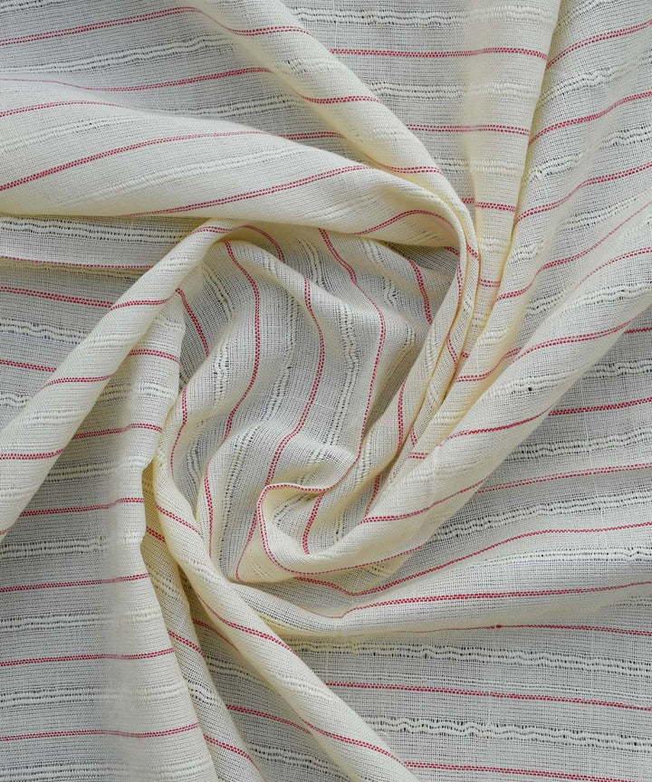 White red stripes
 handwoven cotton fabric