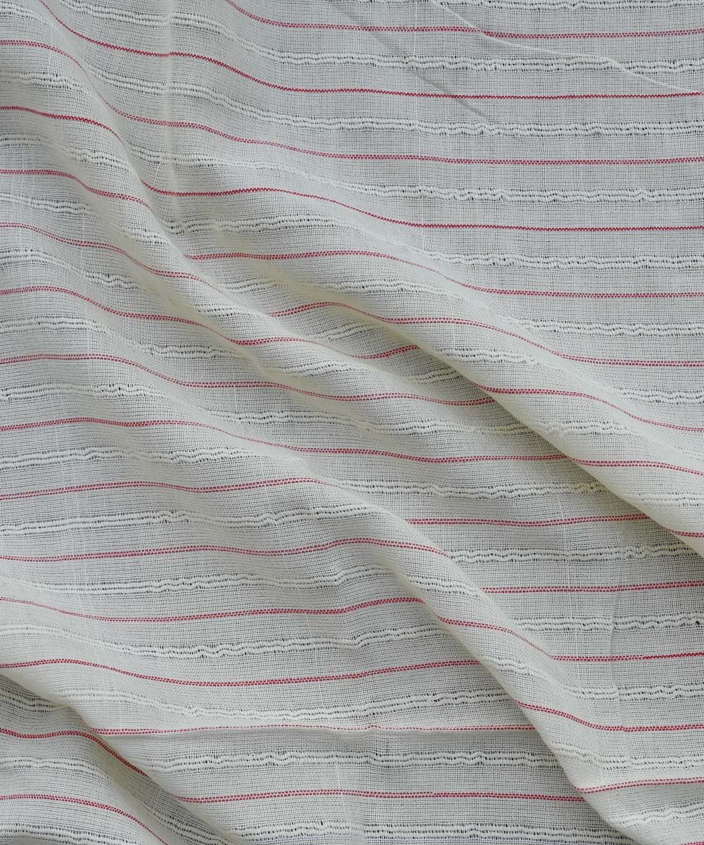 White red stripes
 handwoven cotton fabric