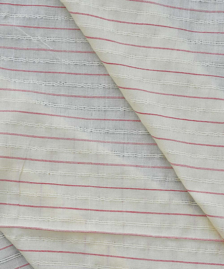 White red stripes
 handwoven cotton fabric