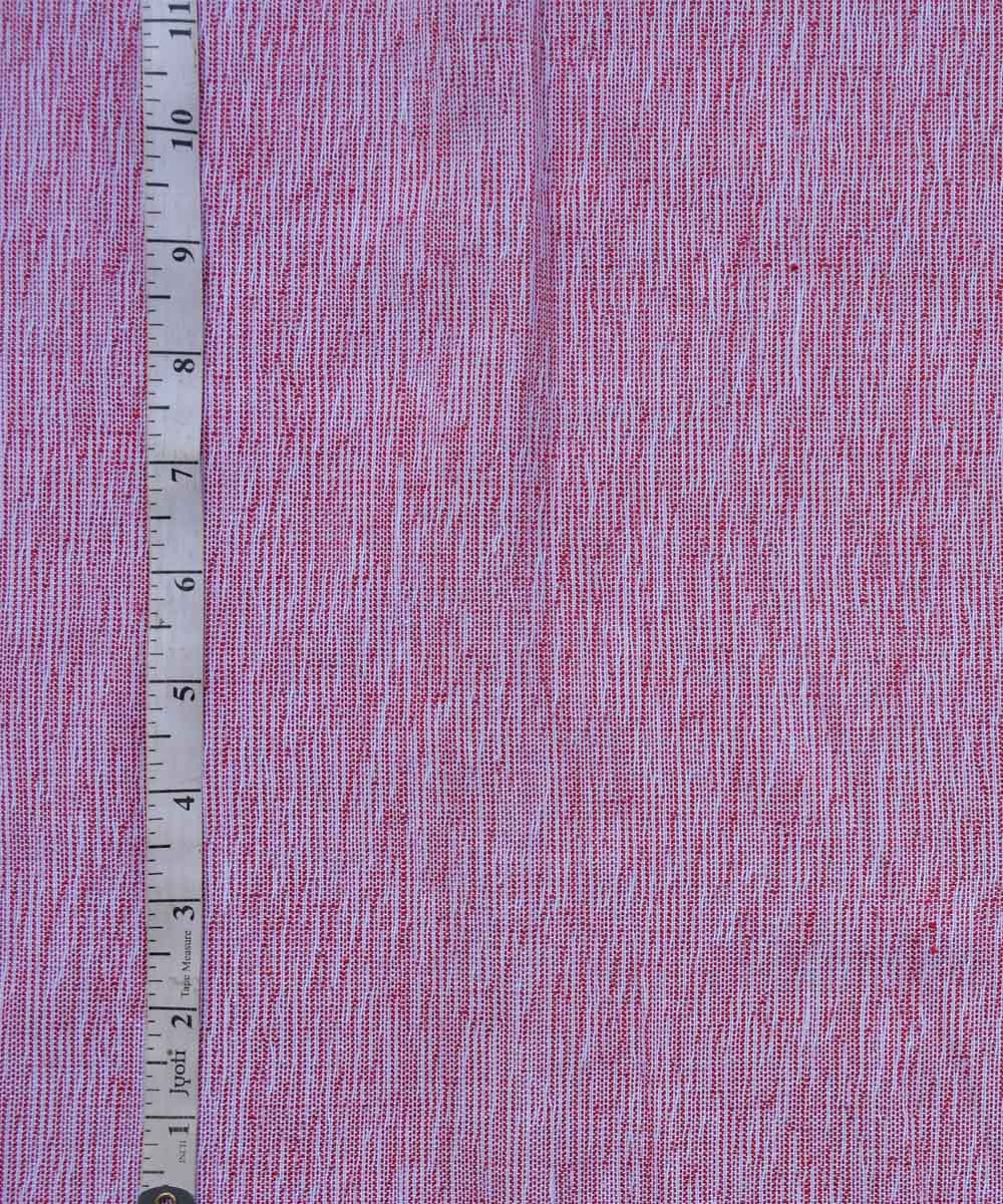 Red textured white plain handwoven cotton fabric