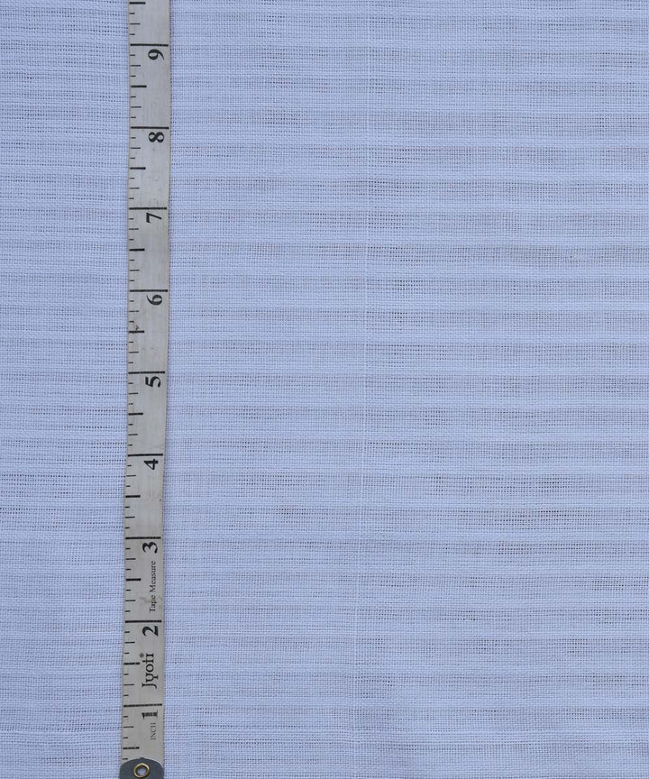 White self-stripe handwoven cotton fabric