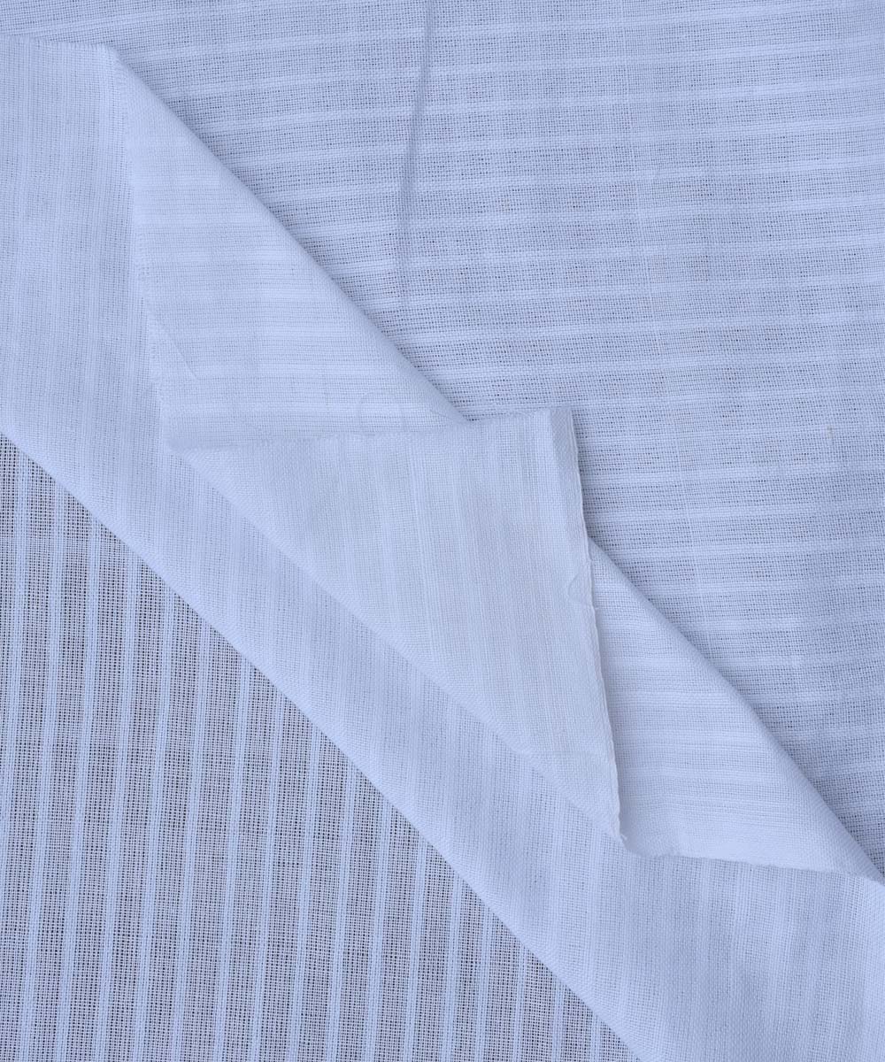 White self-stripe handwoven cotton fabric