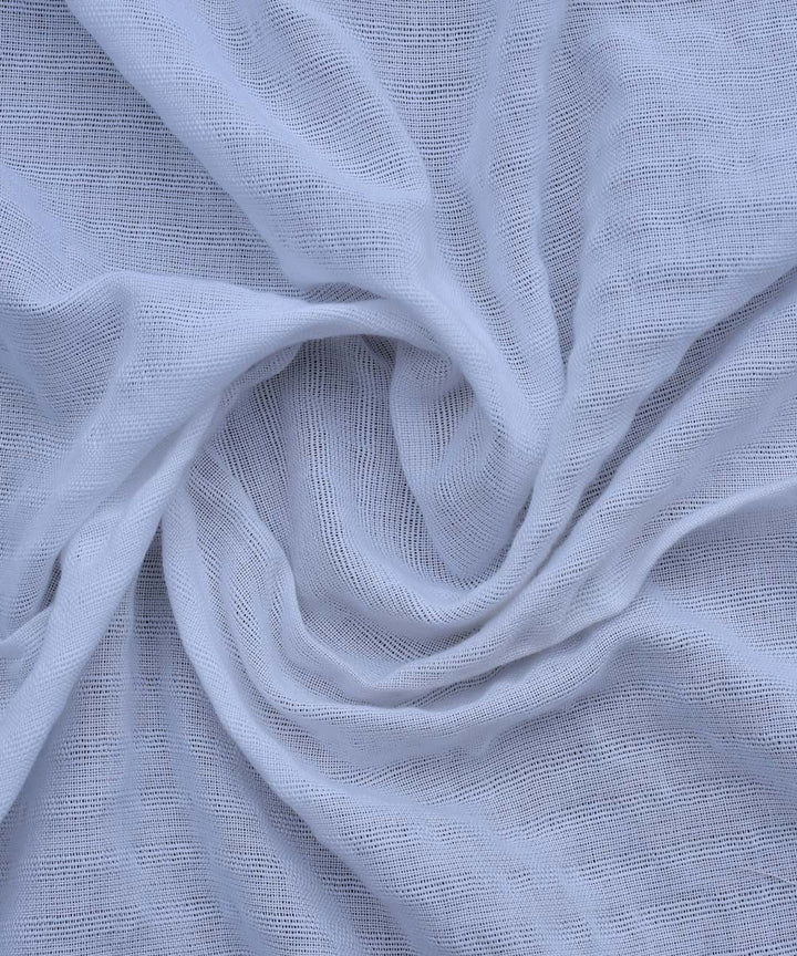 White textured handwoven cotton fabric