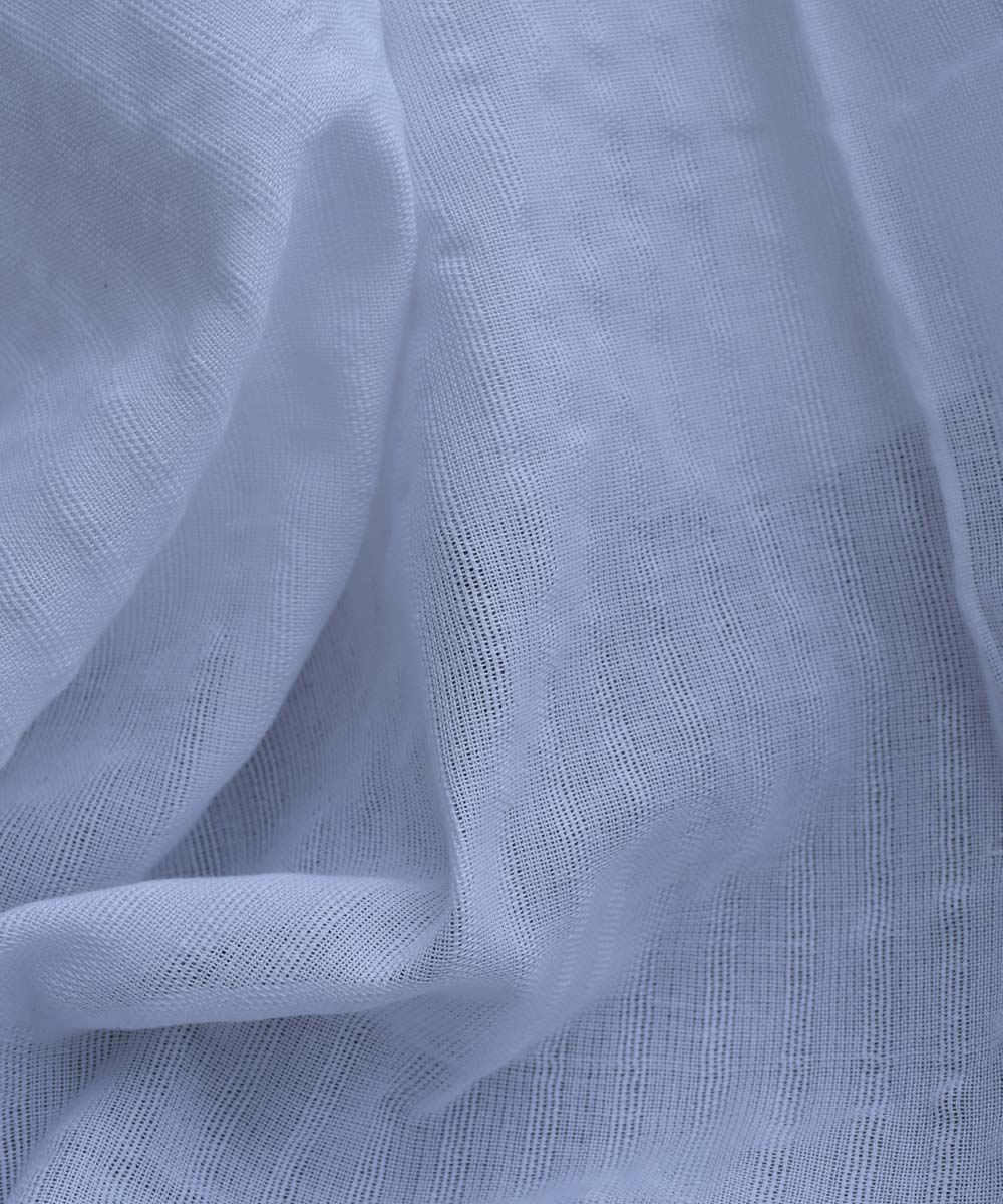 White textured handwoven cotton fabric