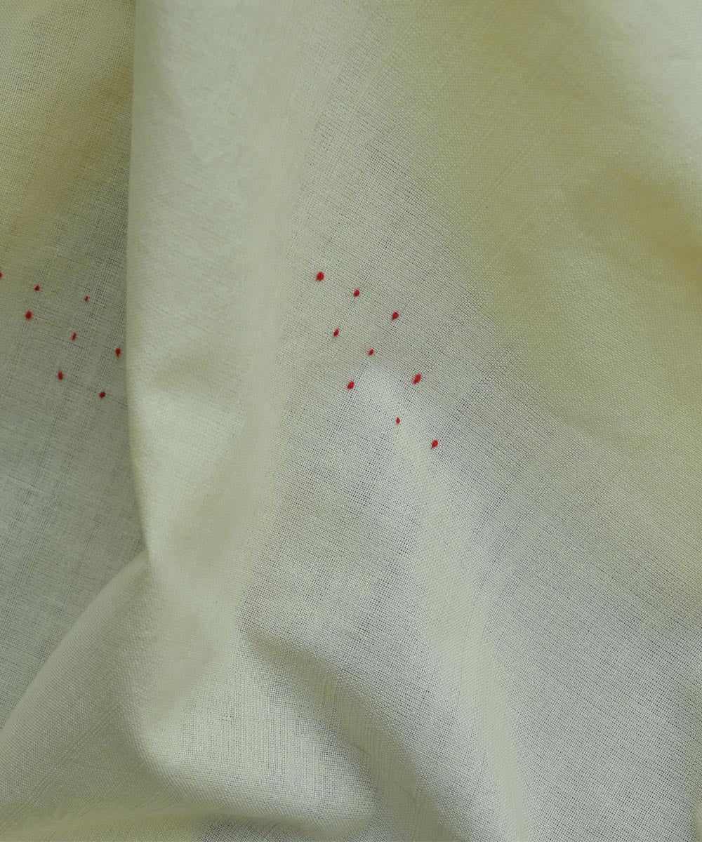 Cream with woven dots handwoven cotton fabric