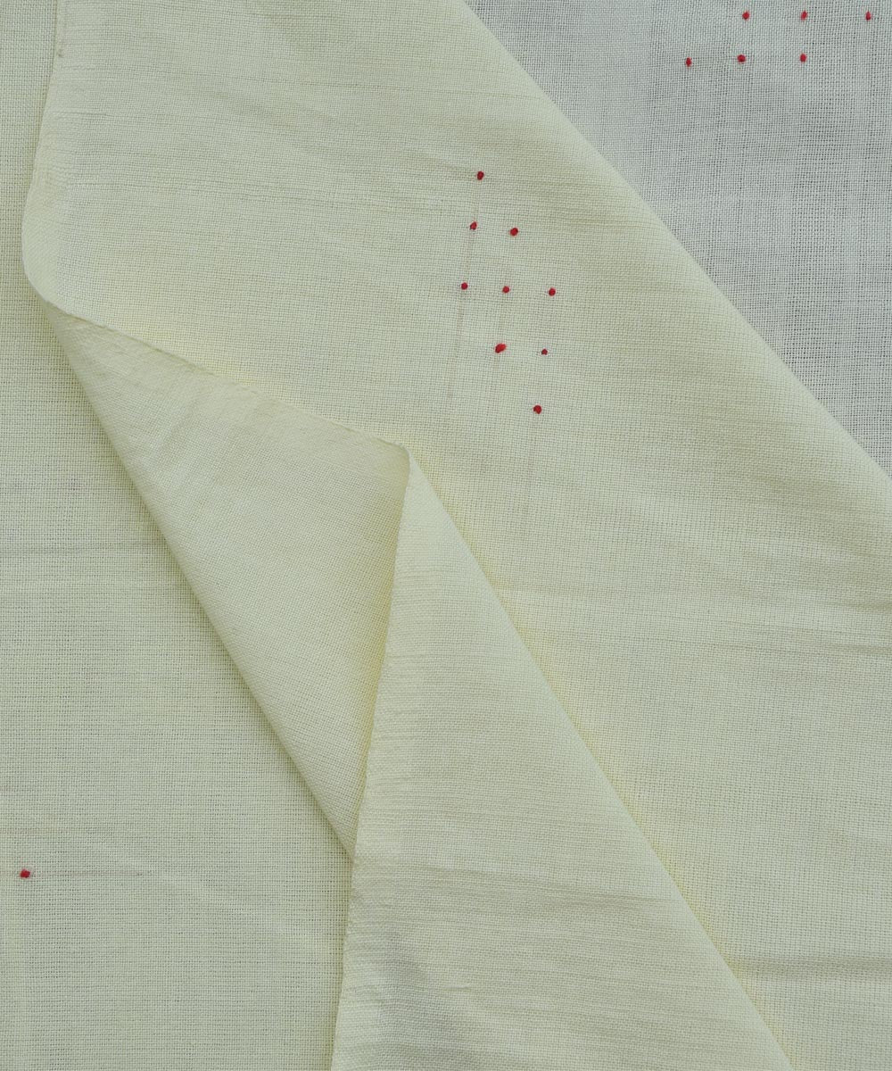 Cream with woven dots handwoven cotton fabric