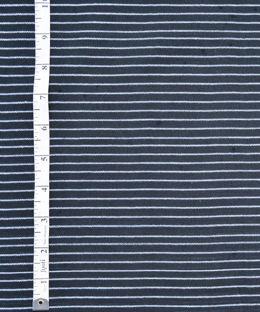 Black white stripe handwoven cotton fabric