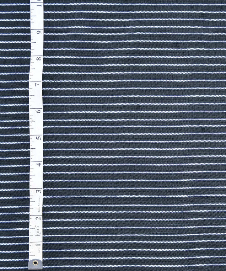 Black white stripe handwoven cotton fabric