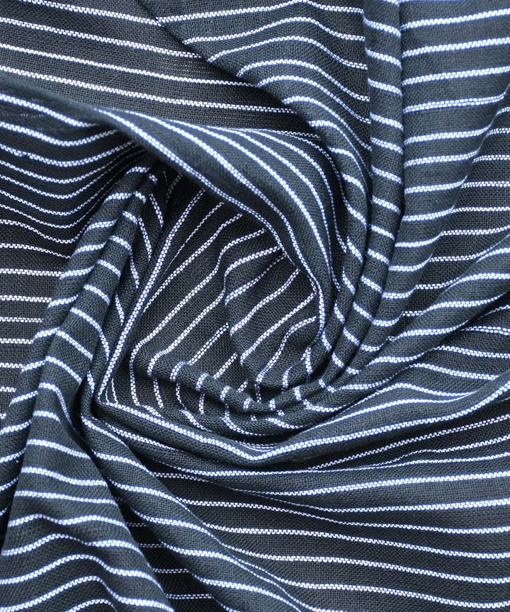 Black white stripe handwoven cotton fabric