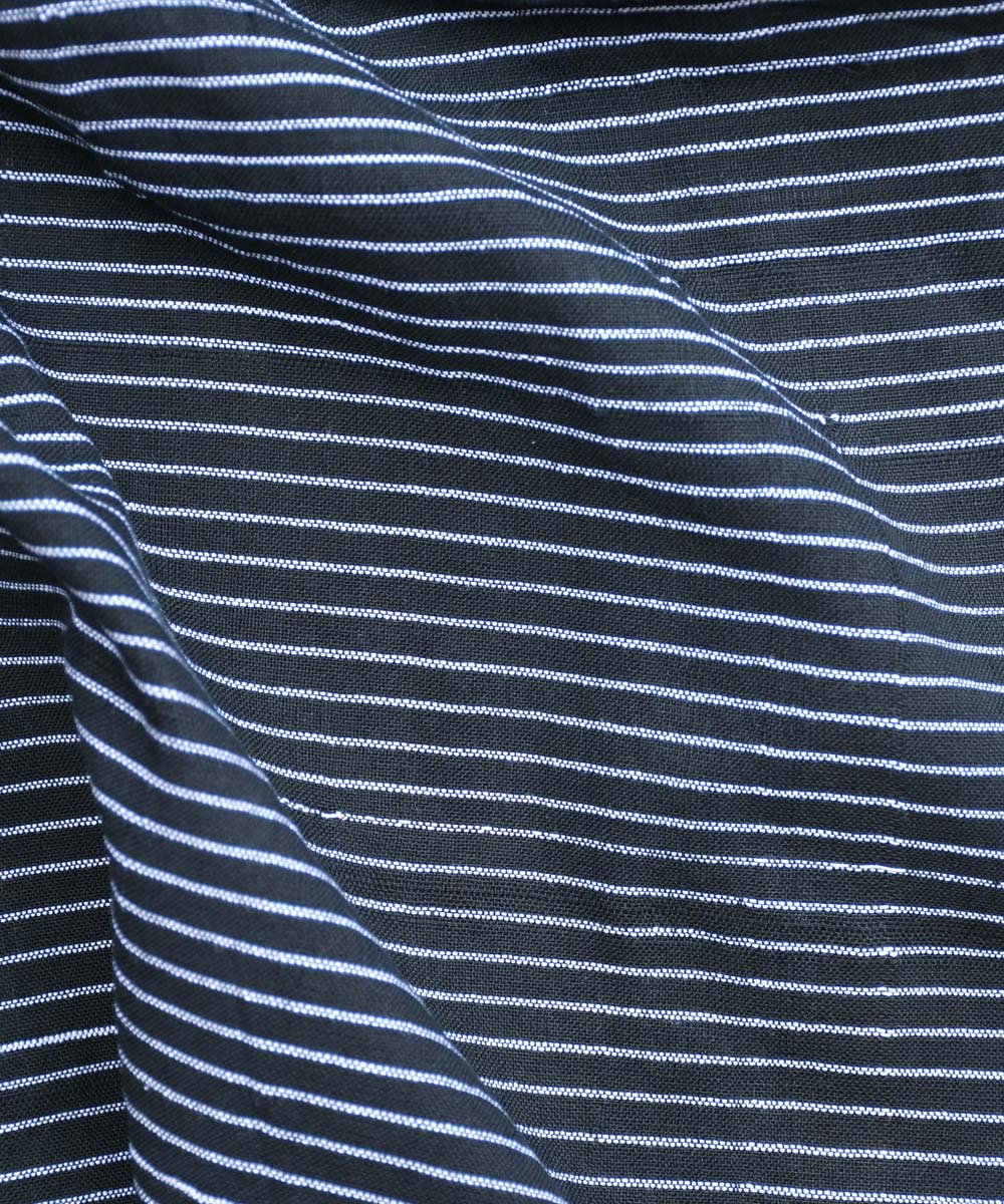 Black white stripe handwoven cotton fabric