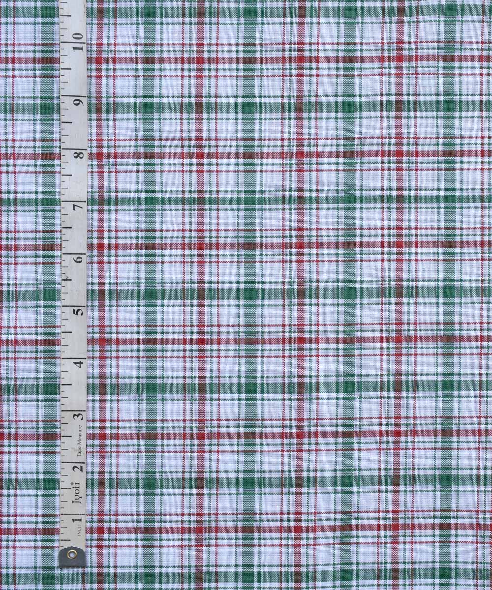 Multicolor checks handwoven cotton fabric