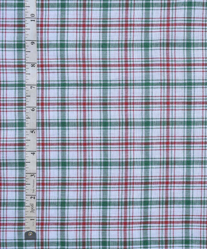 Multicolor checks handwoven cotton fabric