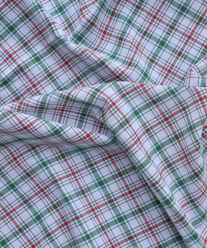 Multicolor checks handwoven cotton fabric