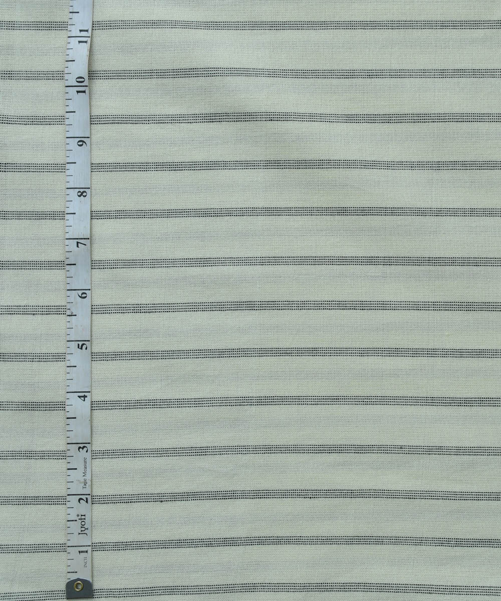 Cream black stripe handwoven cotton fabric