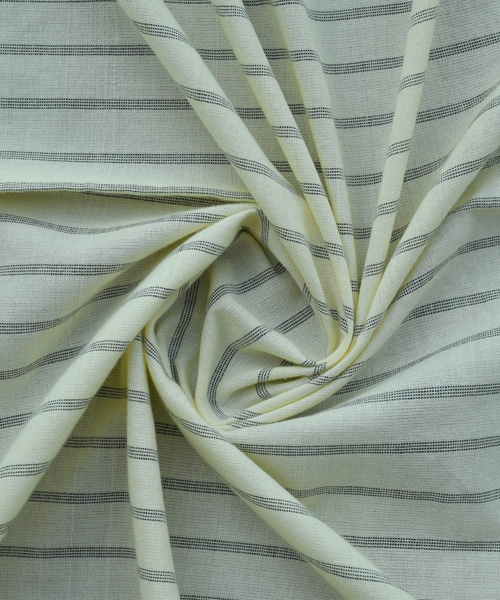 Cream black stripe handwoven cotton fabric