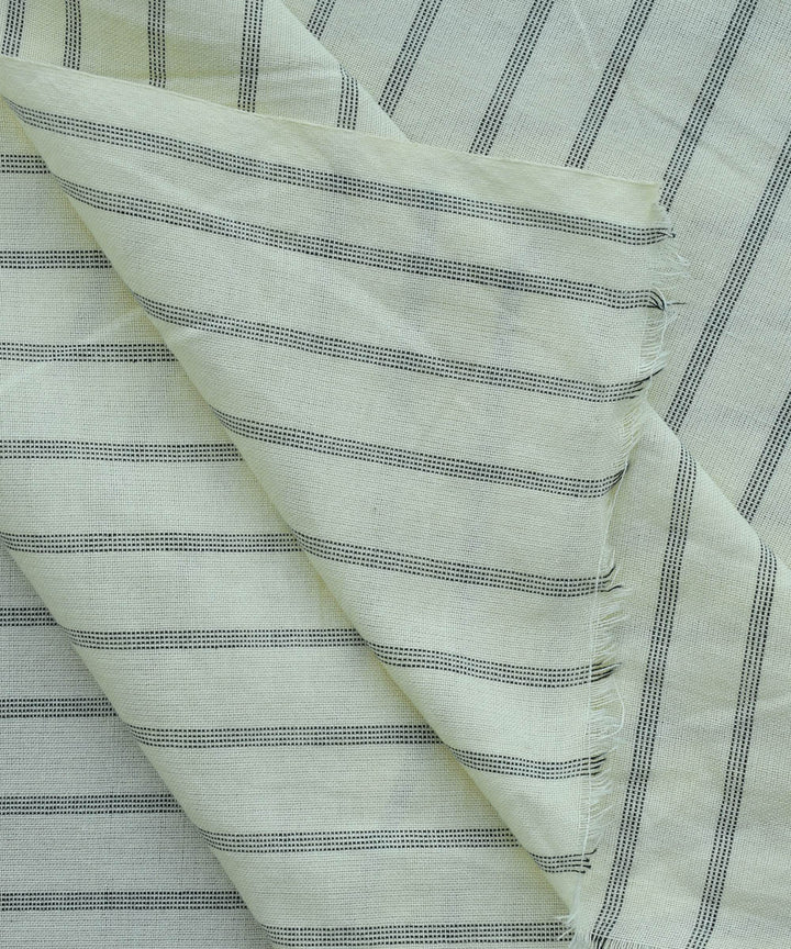 Cream black stripe handwoven cotton fabric