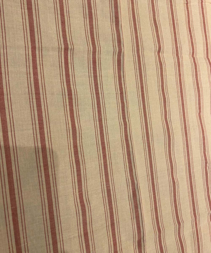 Beige maroon stripes handwoven cotton fabric