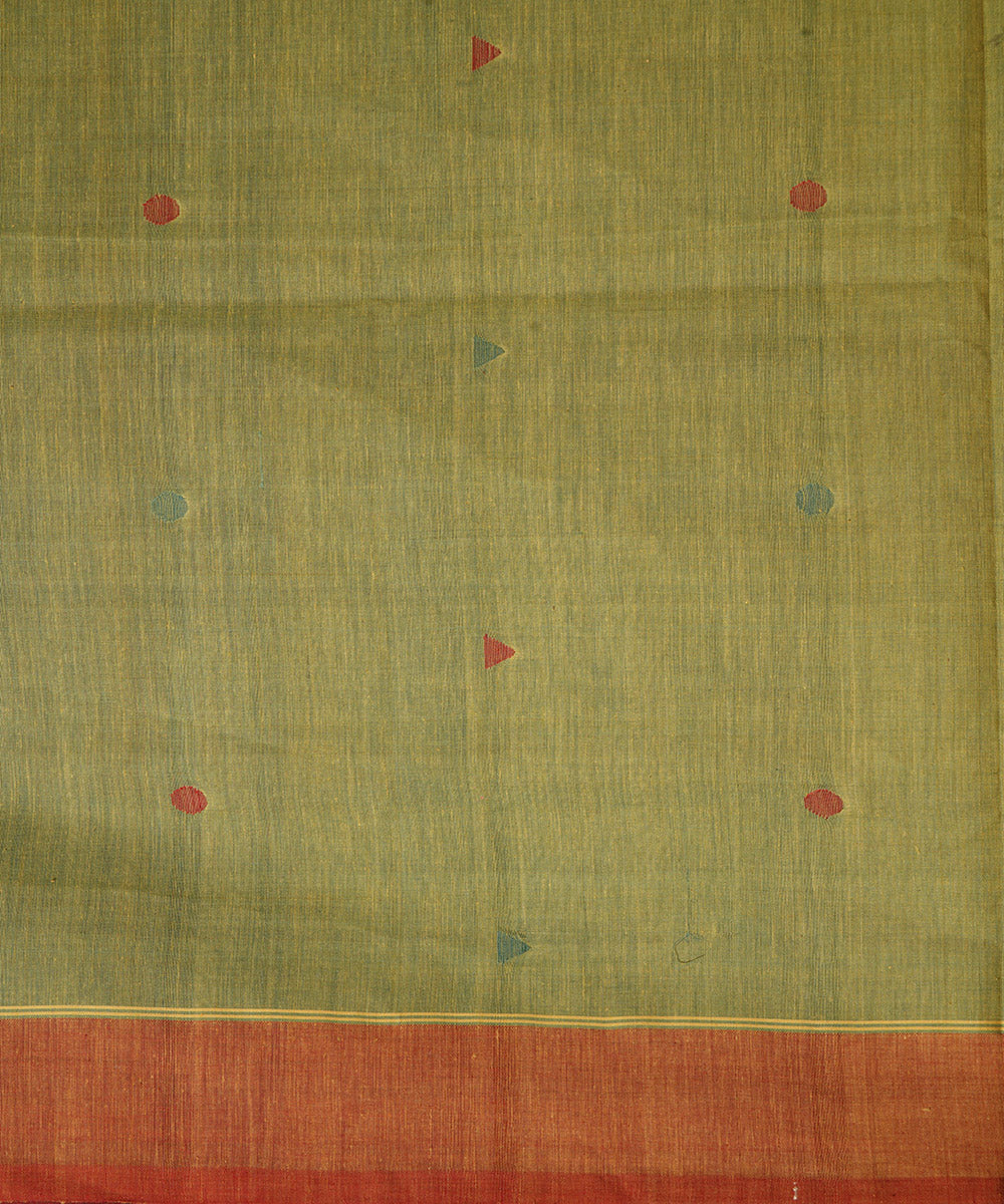 Green yellow cotton handwoven natural dyed srikakulam jamdani saree