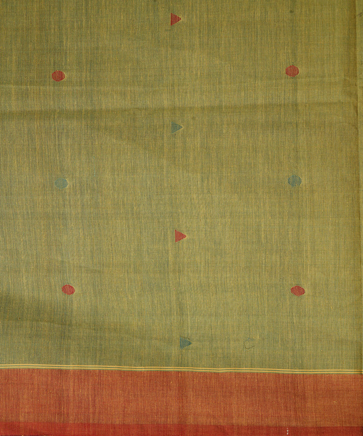 Green yellow cotton handwoven natural dyed srikakulam jamdani saree