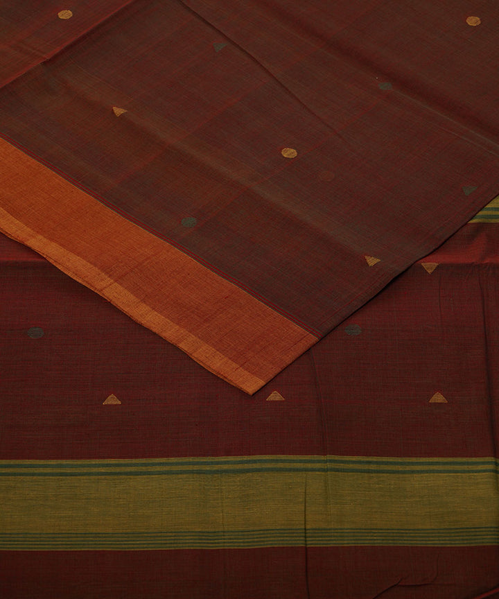 Red cotton handwoven natural dyed srikakulam jamdani saree