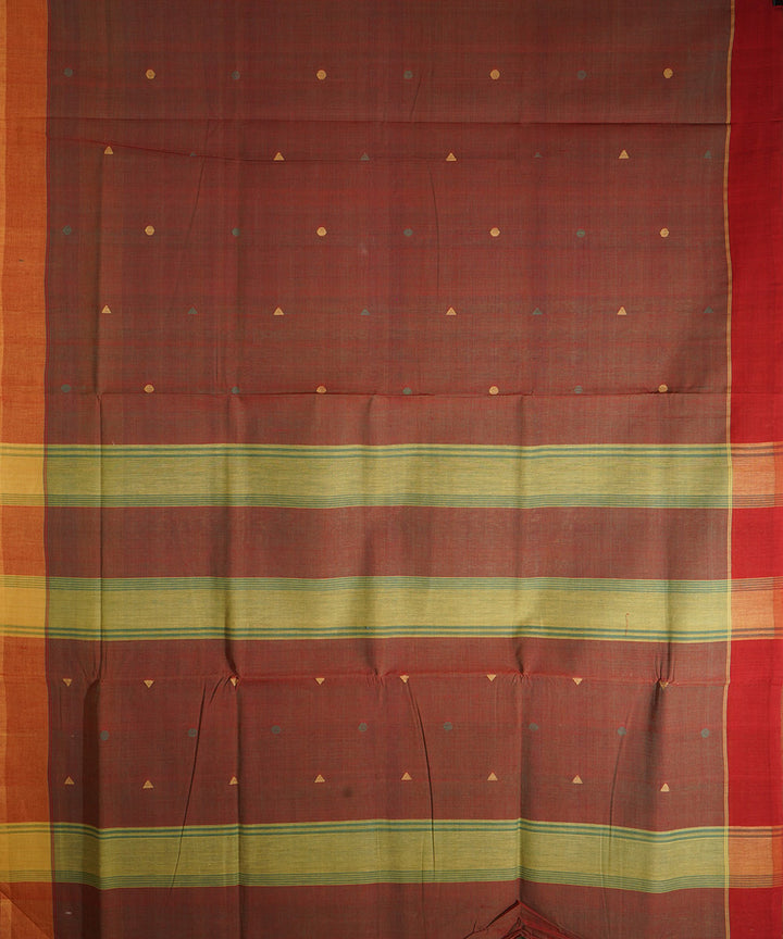 Red cotton handwoven natural dyed srikakulam jamdani saree