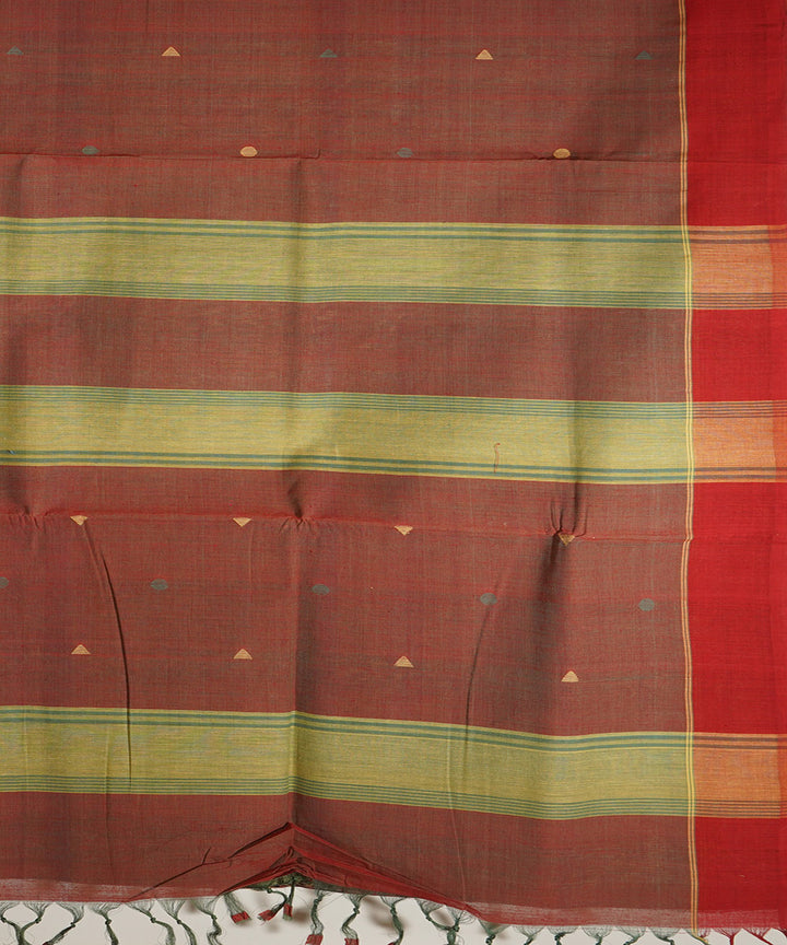 Red cotton handwoven natural dyed srikakulam jamdani saree