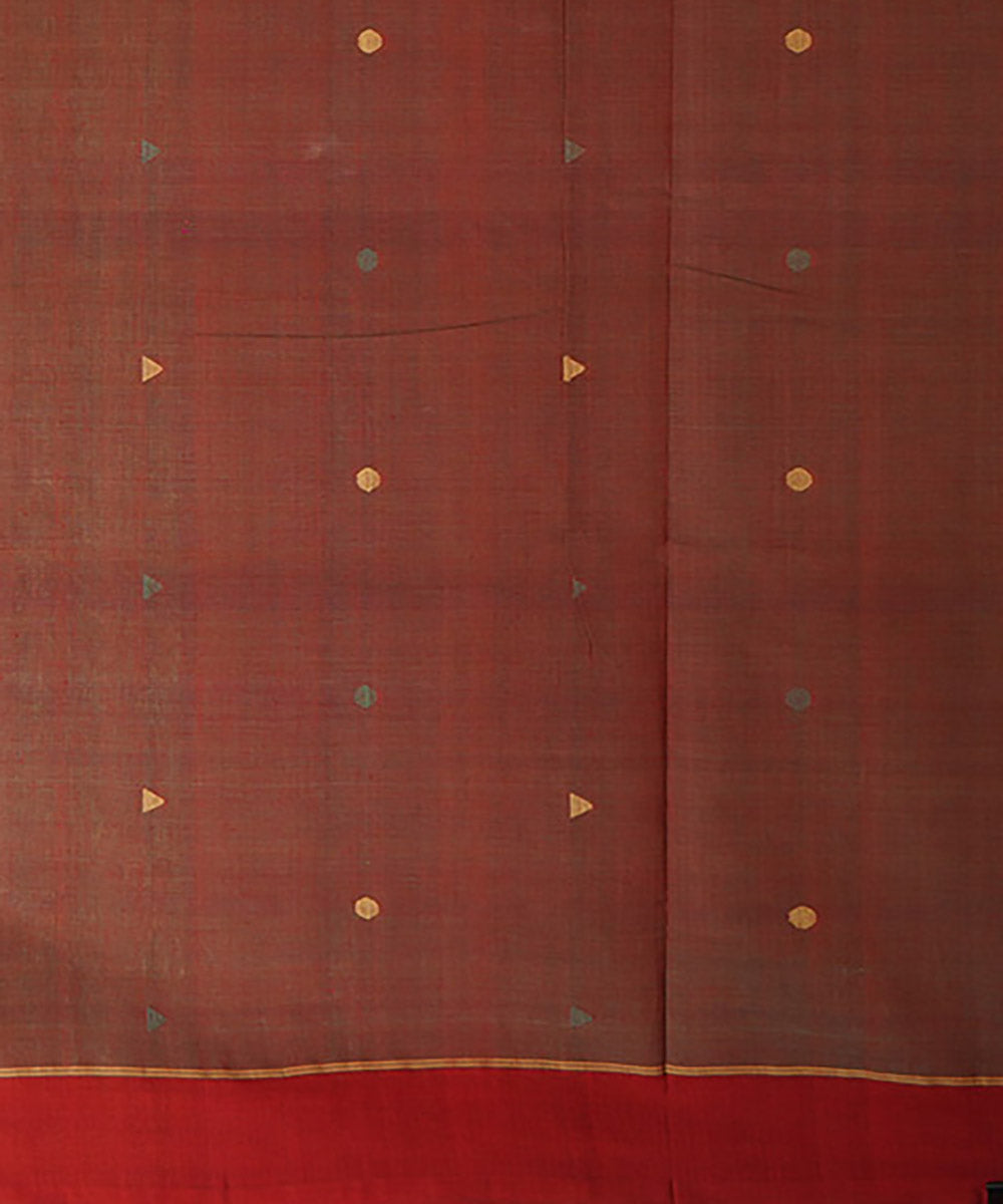 Red cotton handwoven natural dyed srikakulam jamdani saree