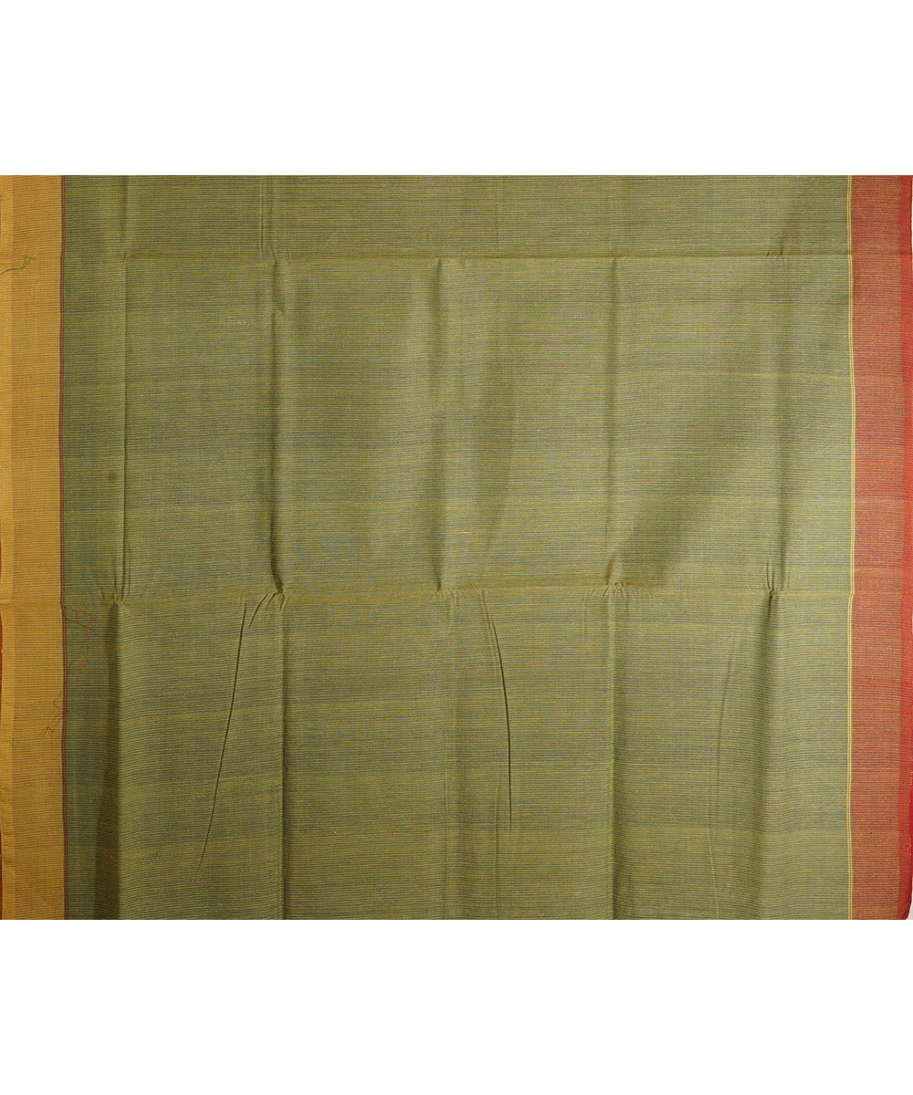 Red cotton handwoven natural dyed srikakulam jamdani saree