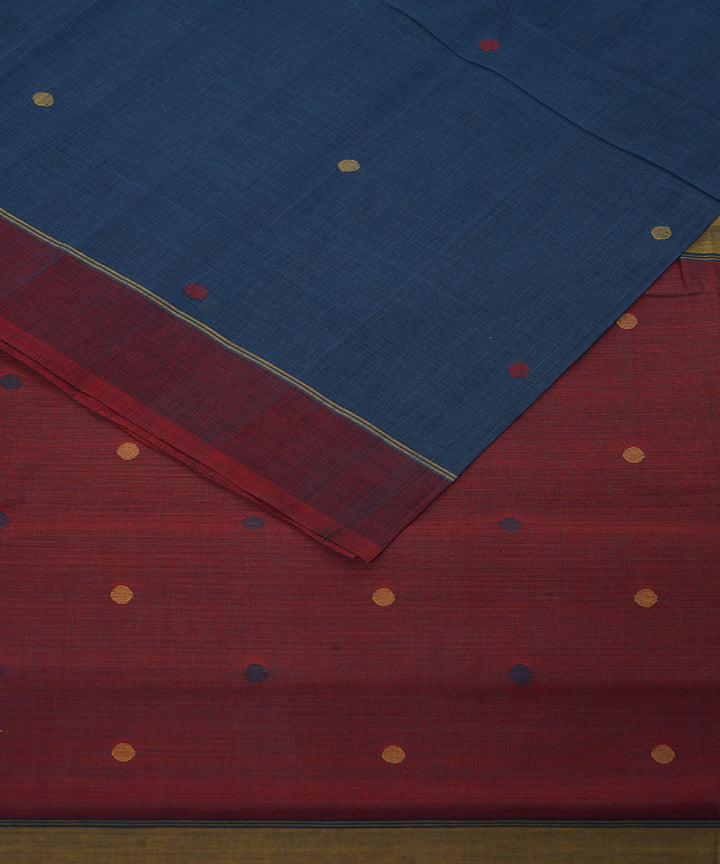Indigo blue cotton handloom natural dyed srikakulam jamdani saree