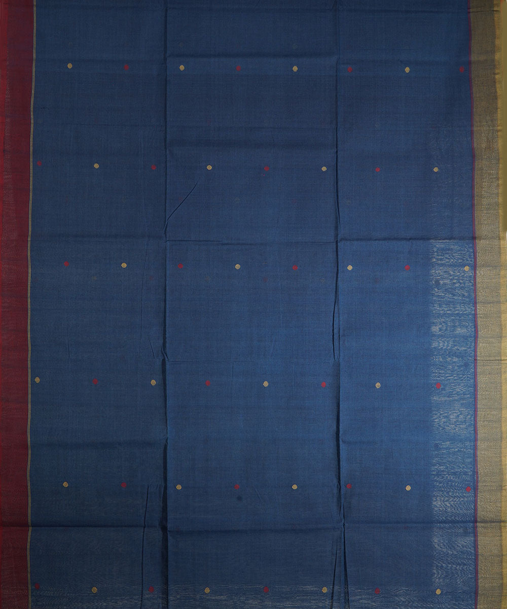Indigo blue cotton handloom natural dyed srikakulam jamdani saree