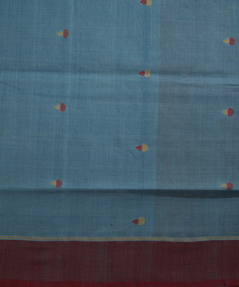 Sky blue cotton handwoven natural dyed srikakulam jamdani saree