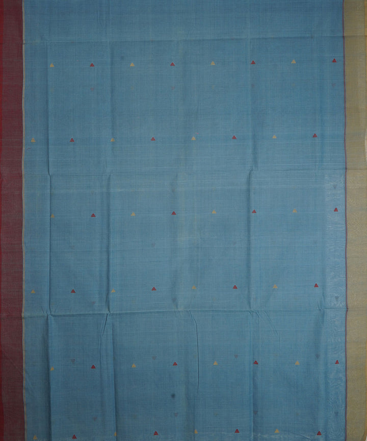 Sky blue cotton handwoven natural dyed srikakulam jamdani saree