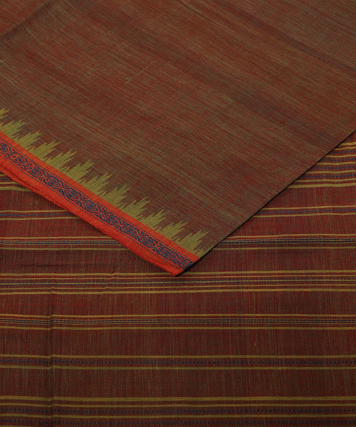 Shot brown cotton handwoven natural dyed srikakulam kuppadam saree