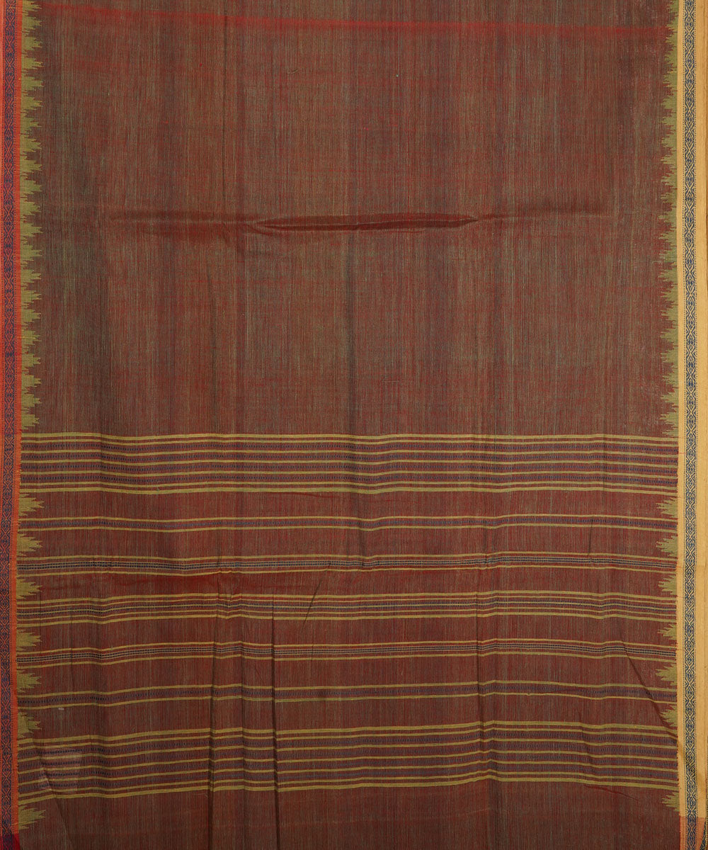 Shot brown cotton handwoven natural dyed srikakulam kuppadam saree