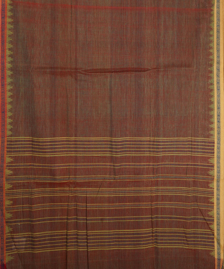 Shot brown cotton handwoven natural dyed srikakulam kuppadam saree