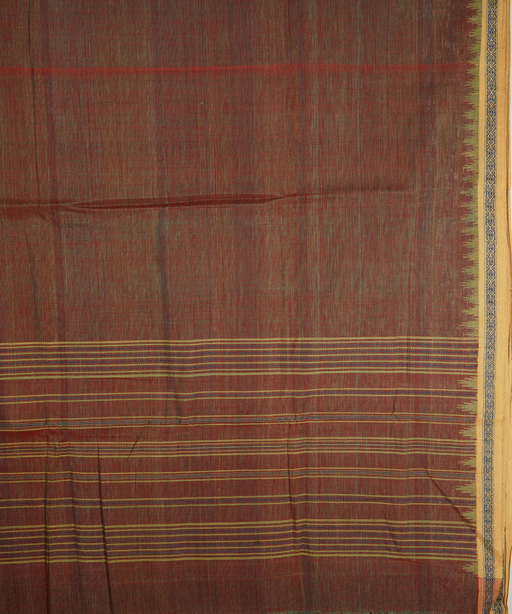 Shot brown cotton handwoven natural dyed srikakulam kuppadam saree