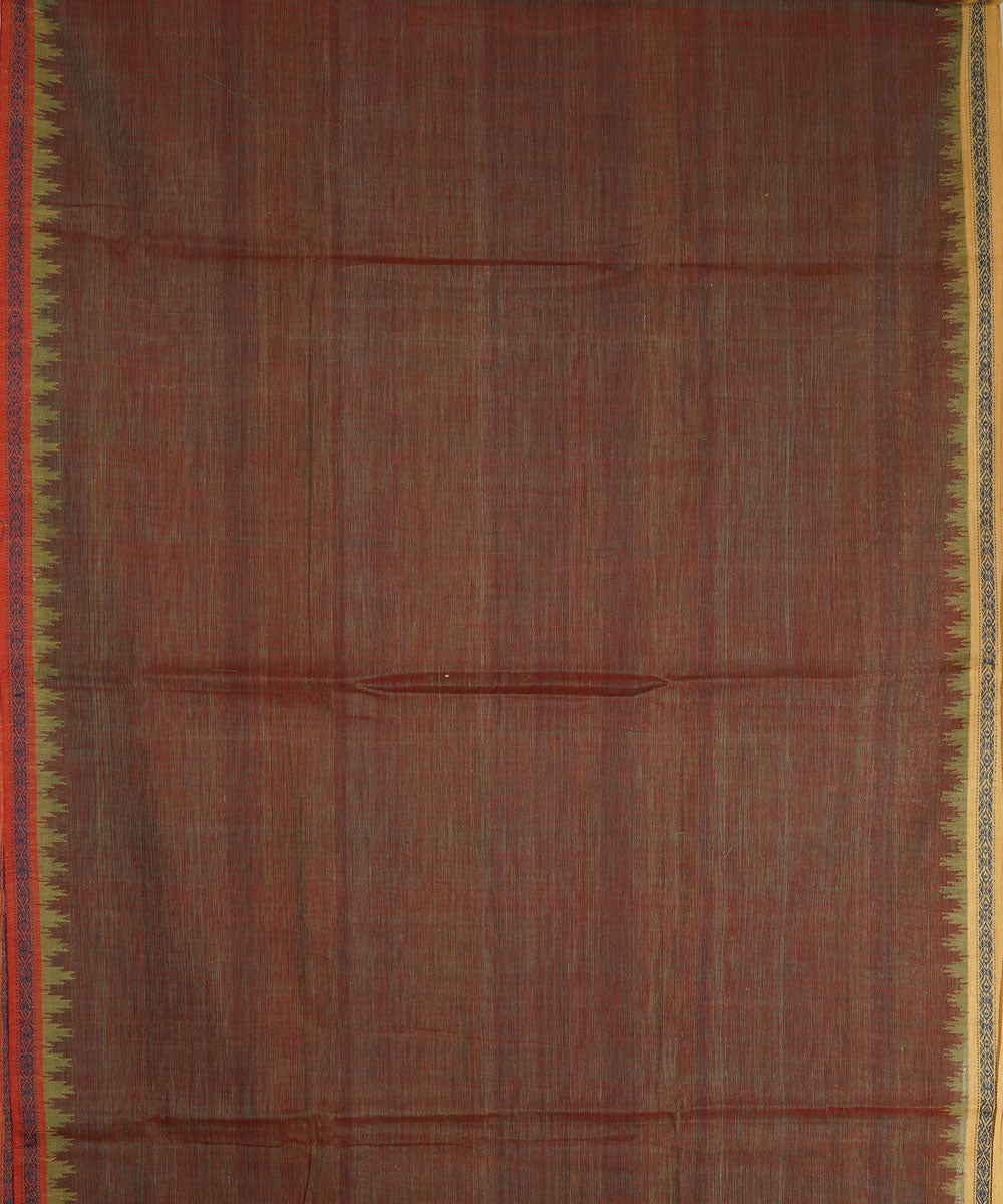 Shot brown cotton handwoven natural dyed srikakulam kuppadam saree