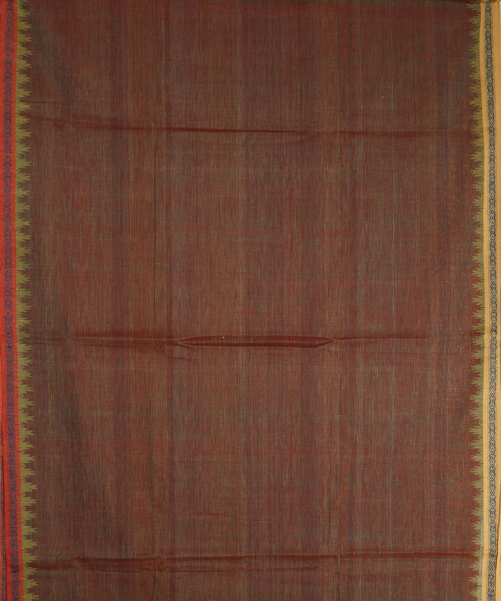 Shot brown cotton handwoven natural dyed srikakulam kuppadam saree