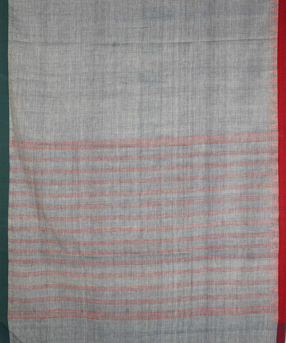 Pale grey cotton handwoven natural dyed srikakulam kuppadam saree